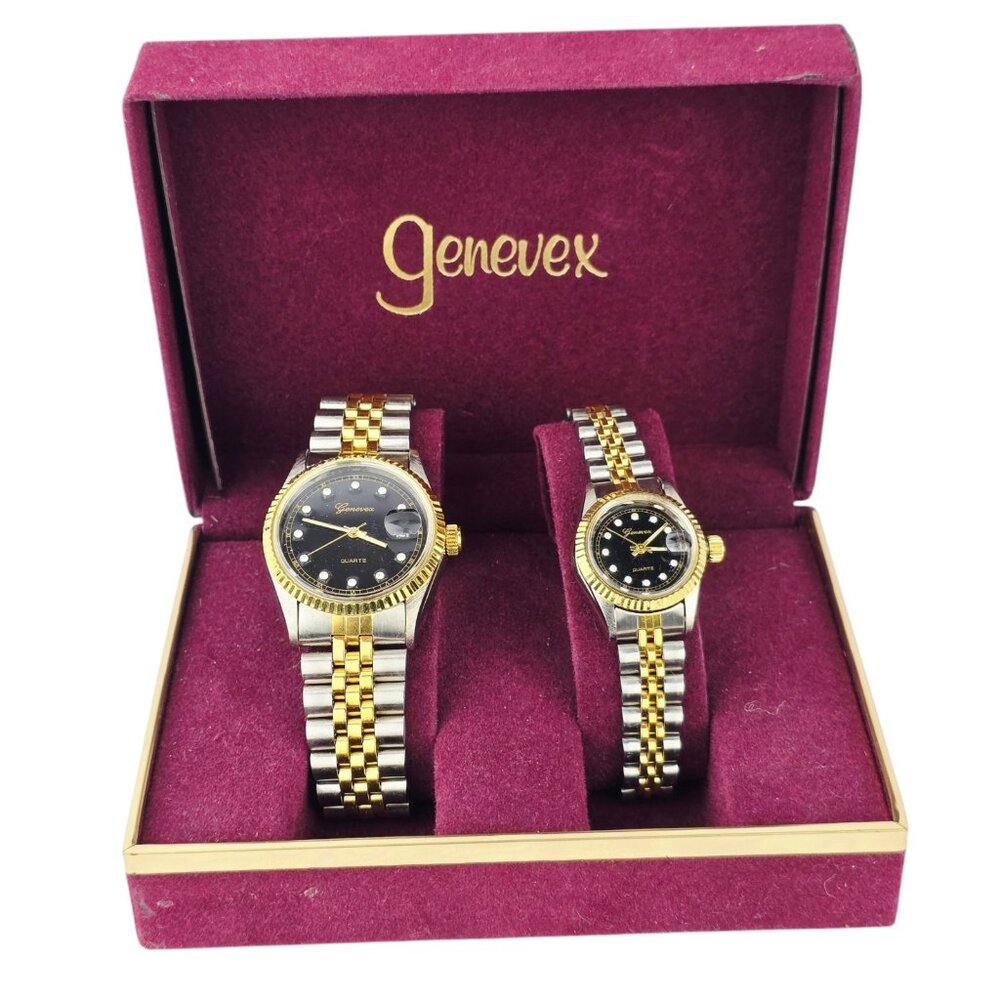 Him & Her Genevex Quartz Two-Tone Date Watch Battery Needed